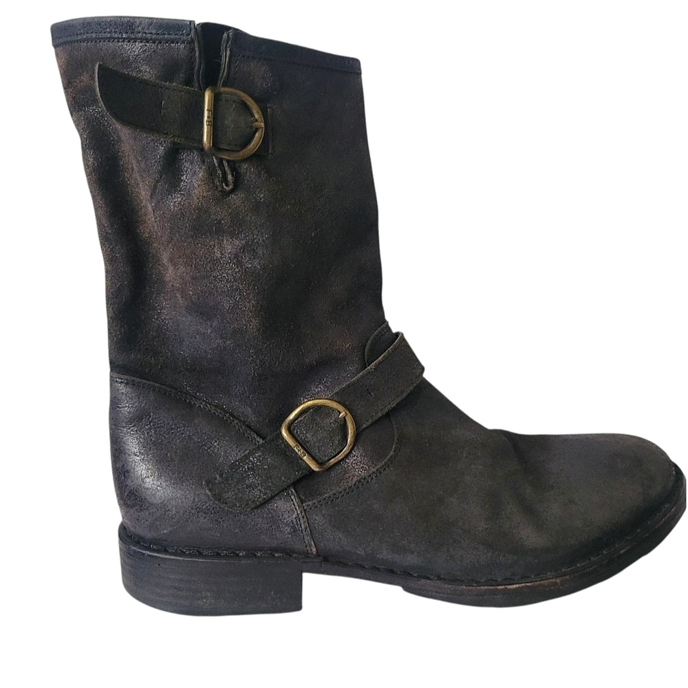 FIORENTINI+BAKER ETERNITY EVIA MOTO BUCKLES BOOTS BLACK LEATHER EU 40 / US 10